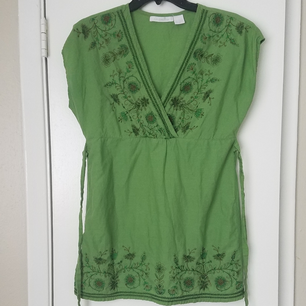 Green Charlotte Russe Blouse Floral Top Sz Medium